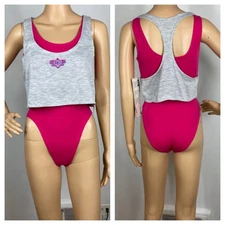 Vtg 80s 90s Gilda Marx Sz L California Body High Cut Leotard Bodysuit Jazzercise