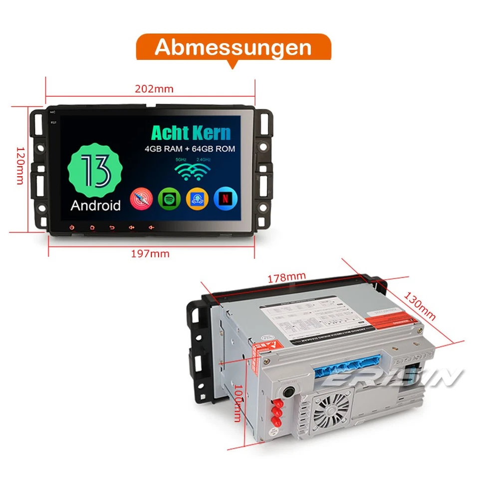 64GB Android 14 DAB+ Autoradio Navi CarPlay Chevrolet HHR Buick GMC Yukon HUMMER - Bild 4 von 4