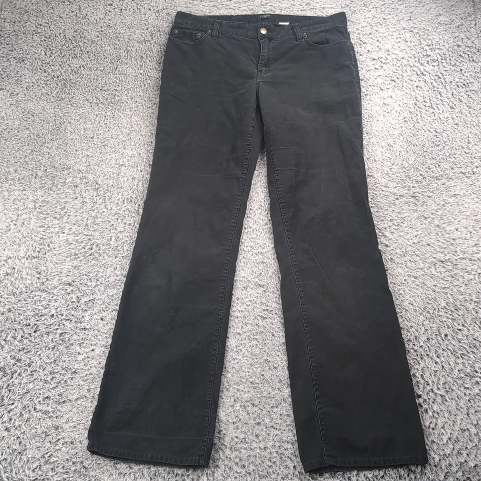 Pantalones J Crew Mujer 8 Negro Pana Calce Ciudad Pierna Recta Preppy Carrera Informal Foto 3 de 4