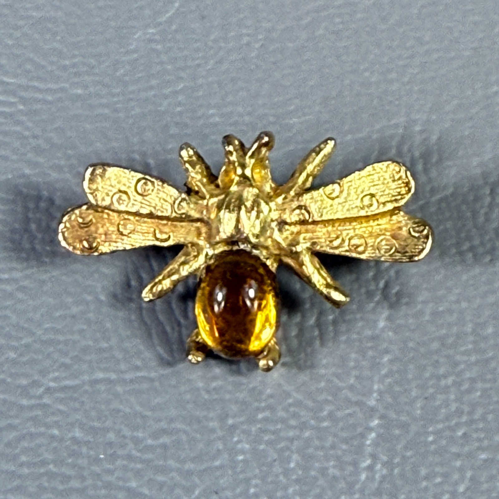 Vintage Bumble Bee Gold Tone Yellow Gemstone Brooch Pin Bug Insect 1