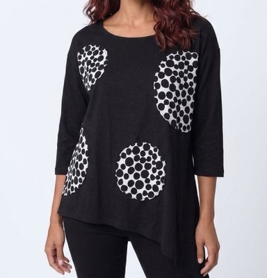 Chalet et Ceci Women U Neck 3/4 Sleeve Asymmetric Hem Tunic Top Size S