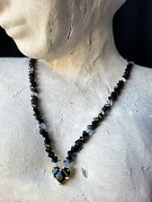 NECKLACE Black Swarovsky With Heart Crystals Present for Lady Birthday Gift