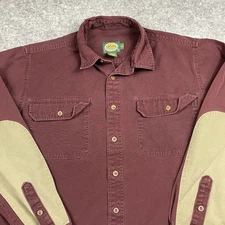 Cabela's Shirt Mens LT Red Elbow Patch Button Up Duck Outdoors Hunting Fishing