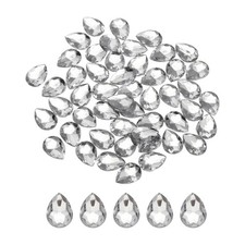 50PCS Flat Back Acrylic Teardrop Gems 18x25mm Rhinestones Transparent White