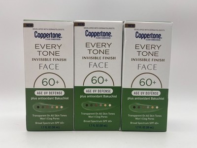 3x COPPERTONE EVERY TONE FACE SPF 60+ AGE UV DEFENSE 1.7oz EXP 01/27 NEW MR 969
