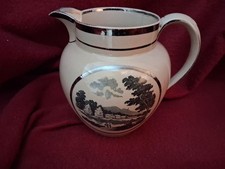 Antique Georgian Early 19th Cent Drabware Silver Lustre Country House Jug 14.5cm