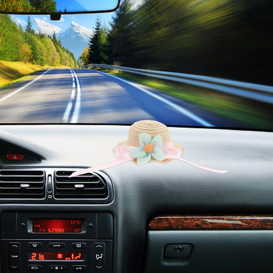  Mini cappello di paglia di grano per decorazione dell'auto e artigianato fai - Immagine 2 di 4