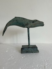Large bronze blue Whale statue,