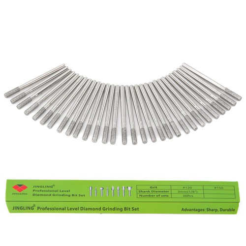 30 piezas brocas de molienda de diamante cilíndricas de 3 mm para herramientas lapidarias de joyería Dremel - Imagen 1 de 12