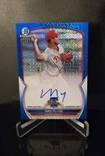 #'d/150 AUTO 🔥 HAO YU LEE SP 2023 Bowman Chrome Blue Mojo Refractor Autograph 
