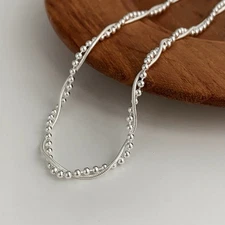 S925 sterling silver Pearl Double-layer snake Bone necklace