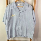 Alfie's Mission Camp Collar Shirt Mens Large Blue Embroidered Gingham Check