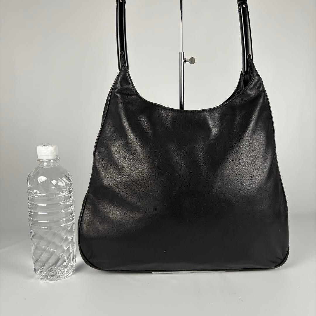 90s Prada Leather Shoulder Bag Black thumbnail 4