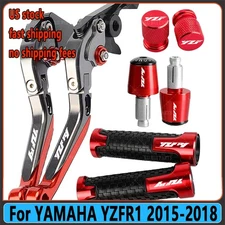Red Motorcycle Brake Clutch Lever Handle Grip End Sets For YAMAHA YZFR1 15-2018