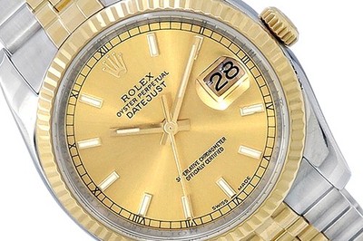 Rolex 36mm 18k Gold/Steel Datejust 116233 Champagne Dial Year 2004 with Papers