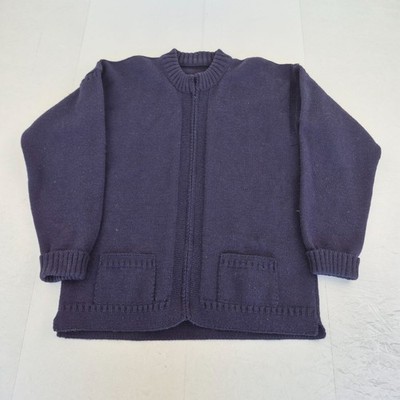 Le Tricoteur Strickjacke XL Blau Herren 100% Kammgarn Wolle Guernsey Full Zip Vintage 80er