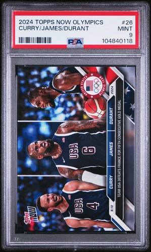 2024 Topps Now Steph Curry LeBron James Kevin Durant Triple Card #26 Olympic Gold Medal - Gem Mint 10