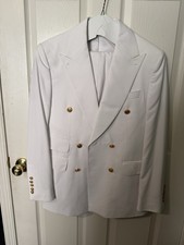 Men’s White Double Breasted Slim Fit 36R Suit