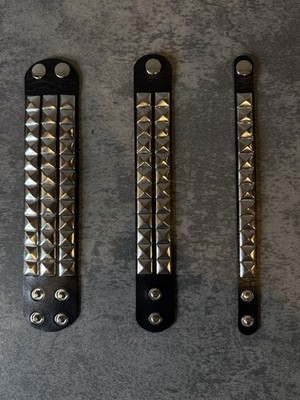 Studded Pyramid Leather Bracelet Lot Of 3