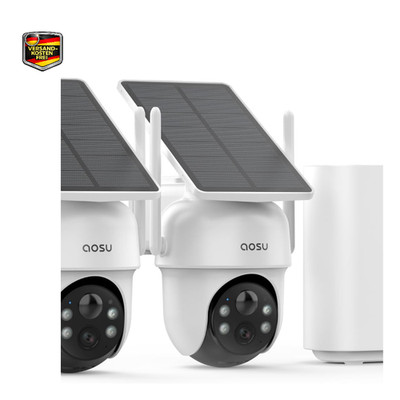 Aosu 2K Überwachungskamera Aussen Akku Solar 2-Cam-Kit