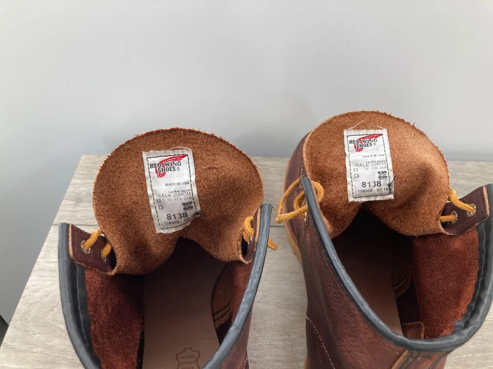 Botas Red Wing Para Hombres 8138 Sin usar, en caja, Puntera Briar Cuero Marrón Resistente al Tobillo 13 D Foto 4 de 4