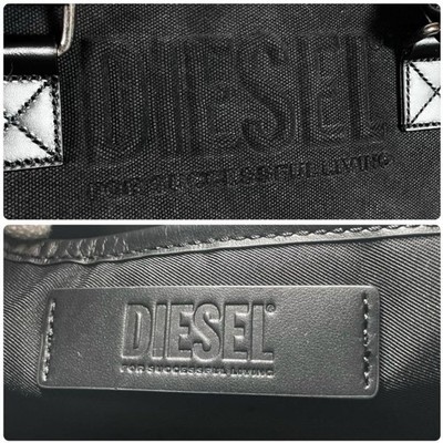 Diesel Embossed Tote Bag Denim Black A4 Compartments Used