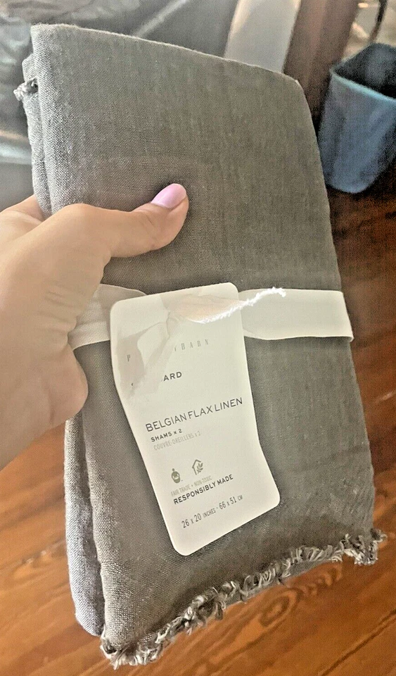 Almohada de lino belga Pottery Barn SHAM Disney SET 2 fiesta de regalo de vacaciones - Foto 3 de 4