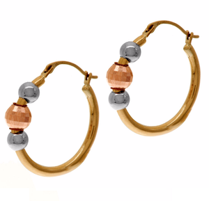 accents qvc tubing hoop 14k polished beaded earrings yellow round gold