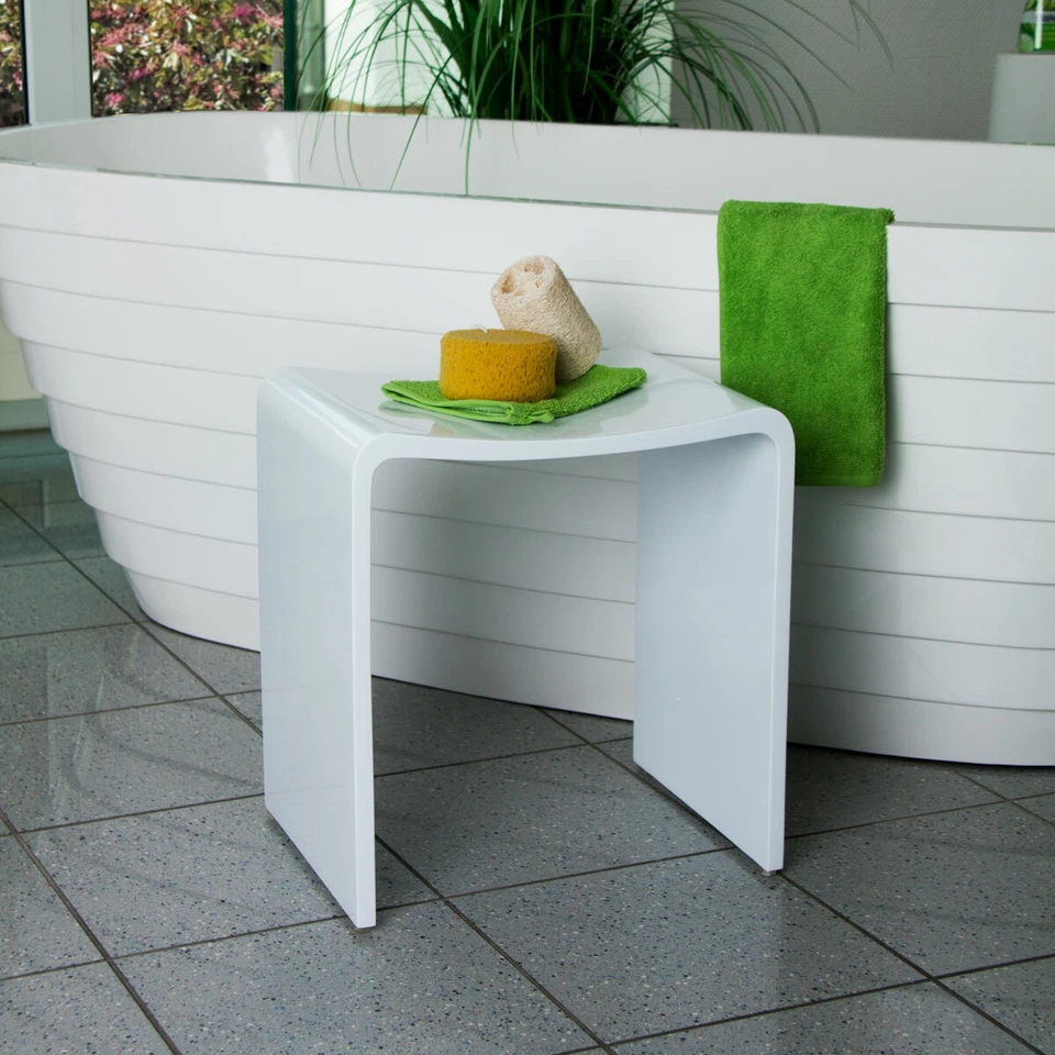 Duschhocker Design Spa Badhocker Mineralguss Duschstuhl Badestuhl Duschhilfe  - Bild 2 von 4