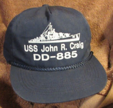 Vintage USS John R Craig DD-885 Snapback Trucker Hat Cap Blue Navy Ship