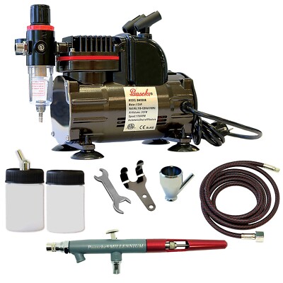 Paasche 1/5 HP Airbrush Compressor w/ MIL Double Action Siphon Feed Airbrush Set