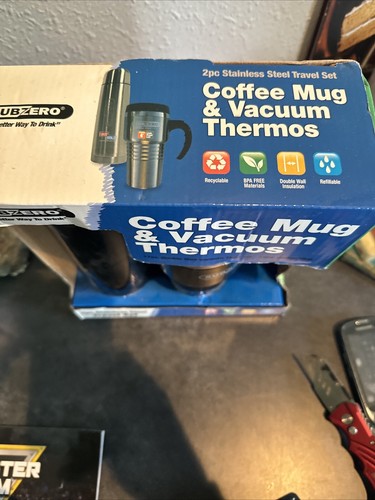 Subzero Insulated Stainless Steel Travel Blue Coffee Mug & Thermos Water Bottle - Picture 3 of 4