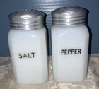 Vtg Milk Glass Salt & Pepper Shakers With lids Farmhouse Unmarked Preowned