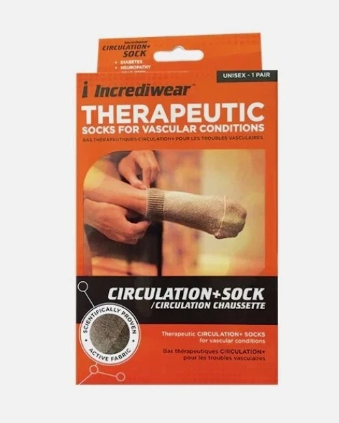 New w/ Box Incrediwear Unisex Therapeutic Circulation Socks Gray - Sizes Sm & L