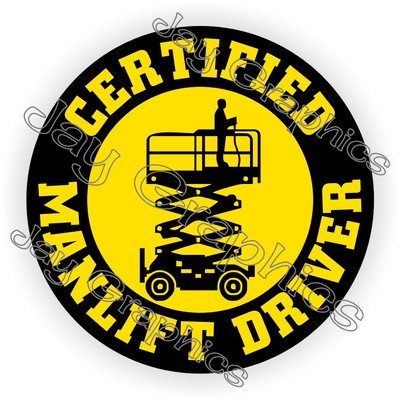 3pack Certified Manlift Driver Hard Hat Stickers Decals Helmet Operator Man Lift