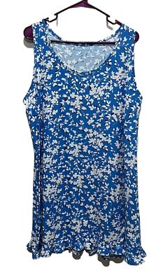 Draper James Ruffle Nightie Tunic Top L / XL Pajamas Blue Shadow Floral Bluebell