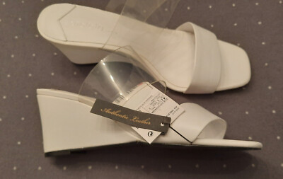 MANGO Damen Leder Keilsandalen Gr. 41 Weiss NEU **WOW**
