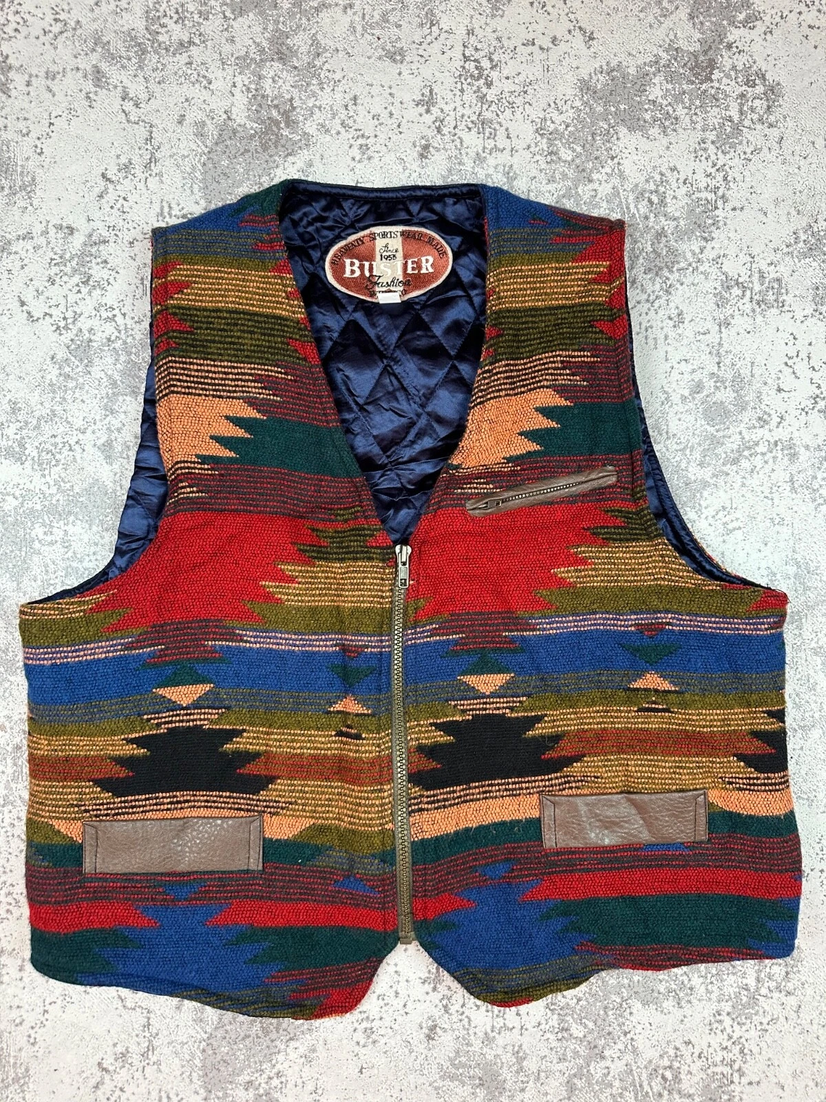 Buster Western Rare Aztec Pattern Vest Vintage American