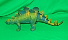 Vintage 1987 Stegosaurus dinosaur plastic toy figure blue yellow green 10"