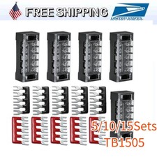 5/10/15Sets 5 Positions Dual Row 600V 15A Screw Terminal Strip Blocks