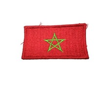 Morocco Moroccan Flag Embroidered Iron On Applique Red & Green Patch Badge