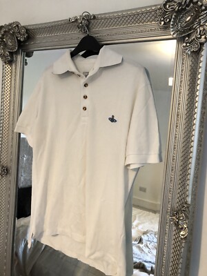Vivienne Westwood white and blue Men's polo shirt cotton short - Main Image