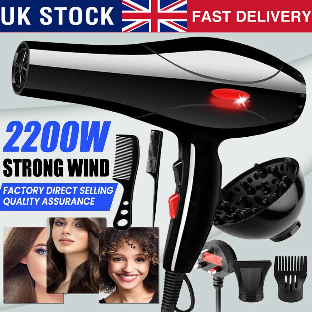 2200W Professional Hair Dryer Hot Cold Strong Wind Powerful Blower