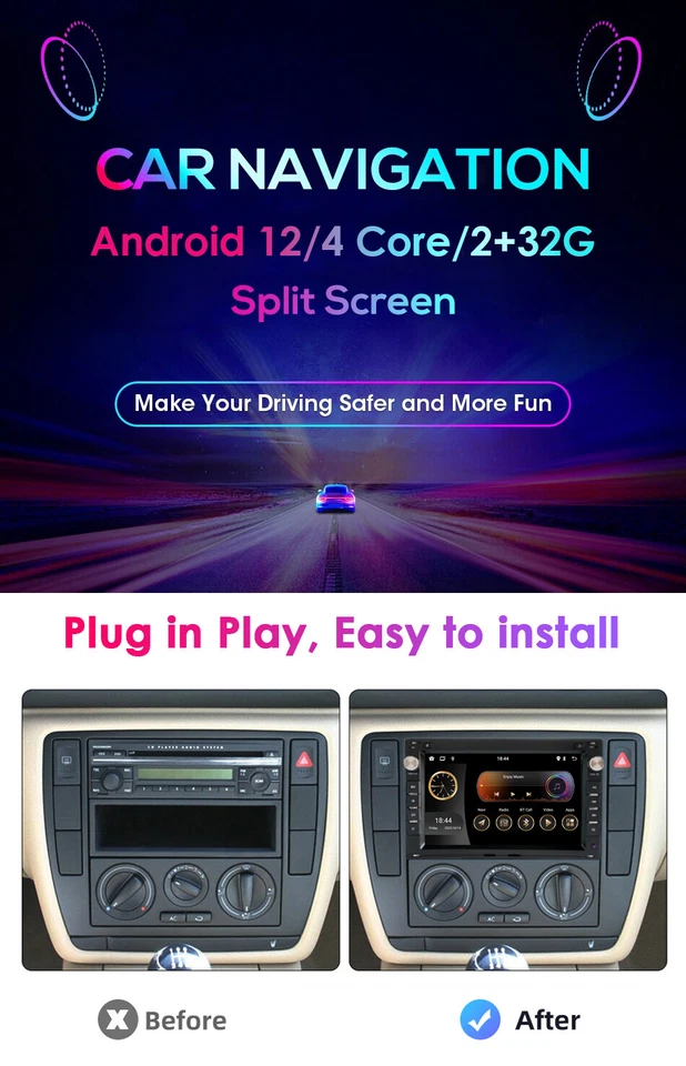 CarPlay für VW PASSAT B5 MK5 Golf 4Android 12 Autoradio GPS Rückfahrkamera DAB+ - Bild 4 von 4