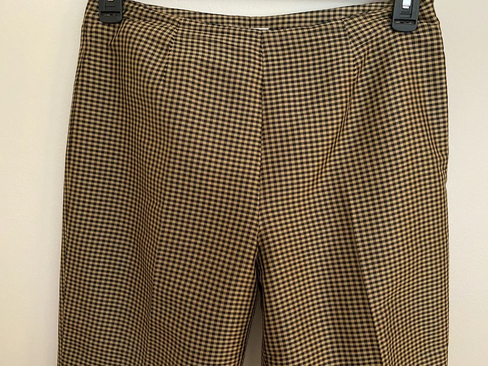 PANTALONES ALLISON TAYLOR~8~NEGRO DORADO/A CUADROS BRONCEADOS~100% SEDA~CORTADOS~FORRADOS~PIERNA CÓNICA Foto 2 de 4