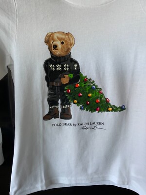 Polo Ralph Lauren X-Mass polo Bear LS T-Shirt Sz 7 youth NWT