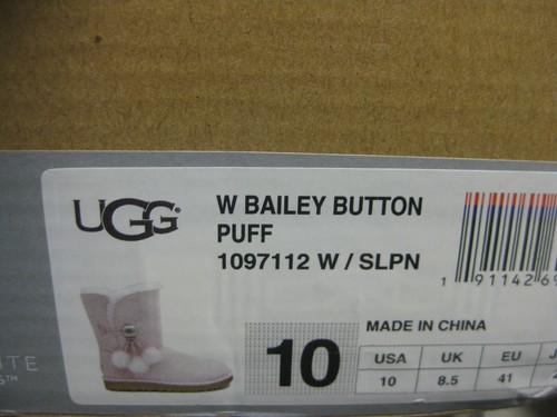 UGG BAILEY BUTTON PUFF WOMEN SHORT BOOTS SUEDE SEASHELL PINK US 10 /UK 8.5 /EU41 - Picture 6 of 6