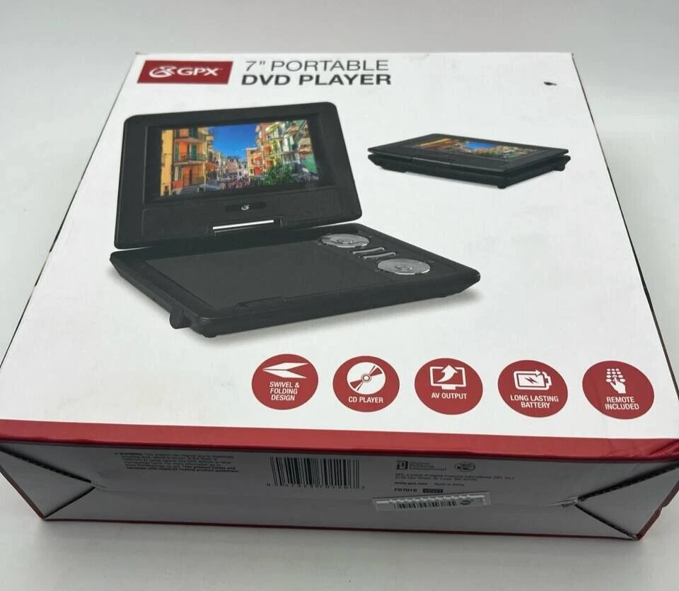 Reproductor de CD de DVD portátil de 7" - GPX PD701B pantalla giratoria para viajes y uso en automóvil carretera Foto 3 de 4