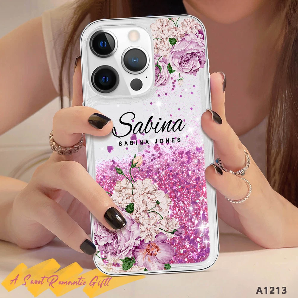 Glitter Clear Custom Phone Case for iPhone 12 13 14 15 16 Pro Max