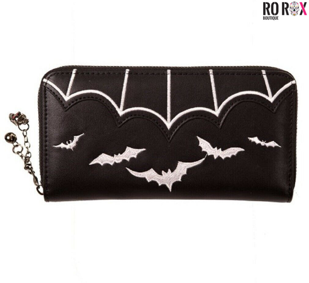 Banned Salem Bats Wallet Gothic Embroidered Witchcraft Punk Zipped